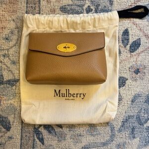 Mulberry Brown Leather Pouch with Gold Clasp